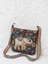 Floral & Elephant Pattern Square Bag