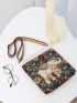 Floral & Elephant Pattern Square Bag