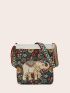 Floral & Elephant Pattern Square Bag