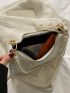 Faux Pearl Beaded Stitch Detail Baguette Bag