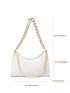 Faux Pearl Beaded Stitch Detail Baguette Bag