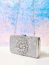 Rhinestone Decor Chain Glitter Box Bag