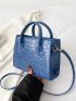 Crocodile Embossed Square Bag