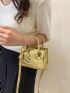 Mini Metallic Crocodile Embossed Square Bag