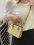 Mini Metallic Crocodile Embossed Square Bag