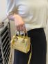 Mini Metallic Crocodile Embossed Square Bag