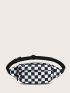 Two Tone Checkered Pattern Waist Bag