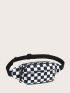 Two Tone Checkered Pattern Waist Bag