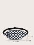 Two Tone Checkered Pattern Waist Bag