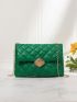 Quilted Push Lock Flap Chain Bag