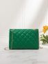 Quilted Push Lock Flap Chain Bag