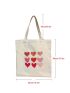 Heart Print Canvas Shopper Bag