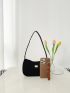 Minimalist Metal Decor Baguette Bag