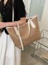 Minimalist Contrast Binding Shoulder Tote Bag