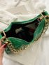 Artificial Patent Leather Quilted Baguette Bag