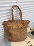 Minimalist Fringe Decor Straw Bag