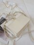 Litchi Embossed Chain Decor Twist Lock Flap Square Bag