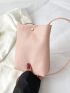 Mini Granule Embossed Snap Button Detail Bucket Bag