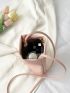 Mini Granule Embossed Snap Button Detail Bucket Bag