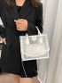 Clear Chain Decor Square Bag With Inner Pouch