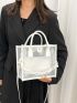 Clear Chain Decor Square Bag With Inner Pouch