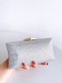 Mini Rhinestone Detail Geometric Graphic Box Bag