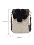 Mini Weave Detail Appliques Decor Flap Square Bag