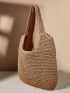 Minimalist Hollow Out Detail Straw Bag