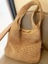 Minimalist Hollow Out Detail Straw Bag