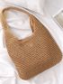 Minimalist Hollow Out Detail Straw Bag