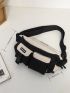 Multi-Compartment Letter Patched Detail Two Tone Waist Bag