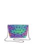 Holographic Geometric Pattern Chain Square Bag