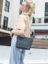 Holographic Geometric Pattern Chain Square Bag