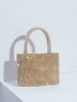 Mini Allover Rhinestone Decor Square Bag