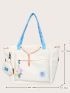 Letter Patch Drawstring Decor Tote Bag With Coin Purse