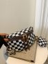 Checkered Pattern Colorblock Waist Bag With Small Pouch