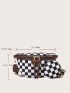 Checkered Pattern Colorblock Waist Bag With Small Pouch