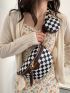 Checkered Pattern Colorblock Waist Bag With Small Pouch