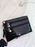 Crocodile Embossed Top Handle Square Bag