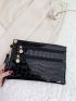 Crocodile Embossed Top Handle Square Bag