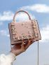 Mini Floral Embroidered Faux Pearl Decor Flap Square Bag