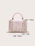 Mini Floral Embroidered Faux Pearl Decor Flap Square Bag