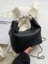 Mini Beaded Detail Chain Baguette Bag