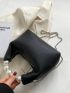 Mini Beaded Detail Chain Baguette Bag