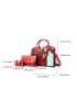 3pcs Twilly Scarf Decor Crocodile Embossed Tote Bag Set