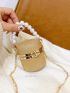 Mini Glitter Faux Pearl Beaded Box Bag