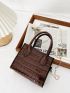 Mini Crocodile Embossed Chain Square Bag