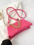 Geometric Embossed Chain Decor Square Bag