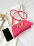 Geometric Embossed Chain Decor Square Bag