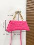 Geometric Embossed Chain Decor Square Bag